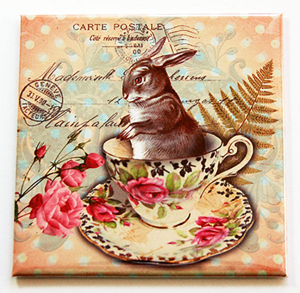 Easter Bunny Tea Cup Magnet - Kelly's Handmade