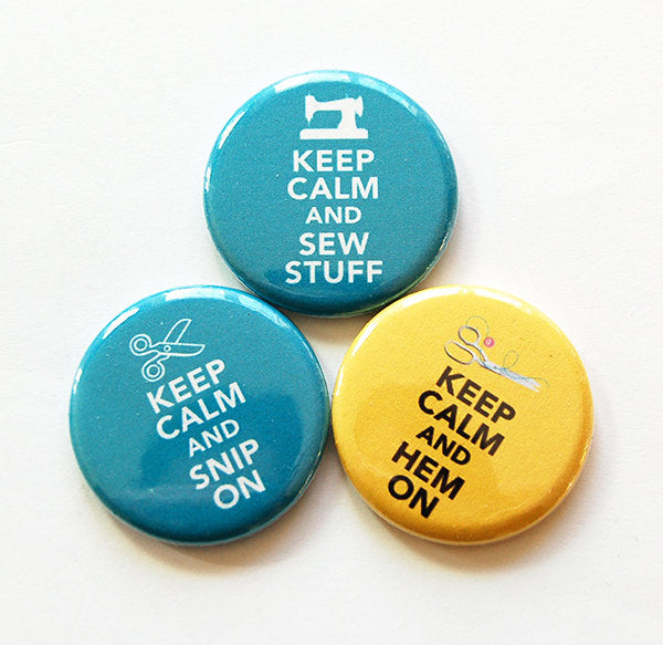 Keep Calm Sewing Set Of Six Magnets - Kelly's Handmade