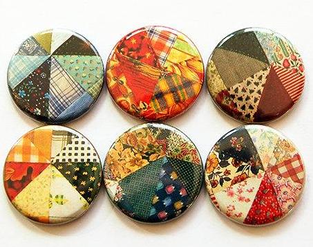 Quilting Patchwork Set of Six Magnets - Kelly's Handmade