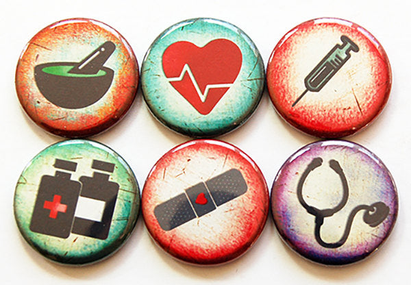 Medical Themed Set Of Six Magnets - Kelly's Handmade