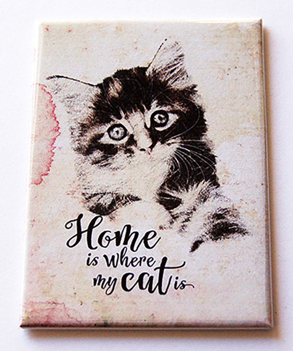 Home Is Where My Cat Is Rectangle Magnet - Kelly's Handmade