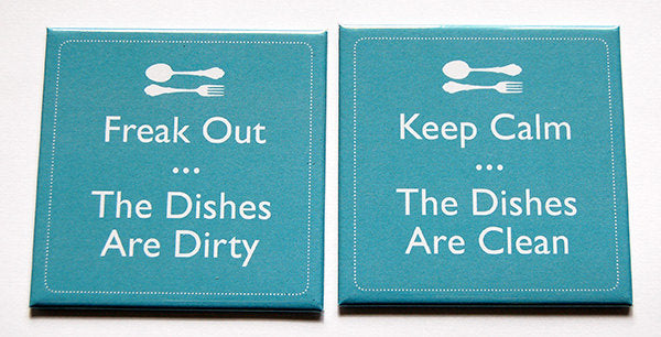 Freak Out Clean & Dirty Dishwasher Magnet in Turquoise - Kelly's Handmade