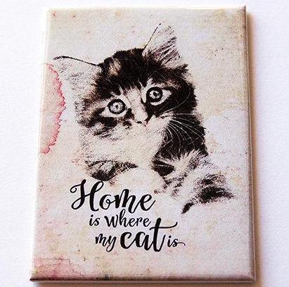 Home Is Where My Cat Is Rectangle Magnet - Kelly's Handmade