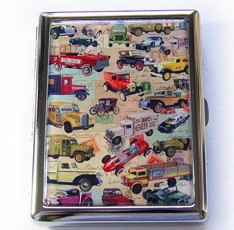 Vintage Cars & Trucks Compact Cigarette Case - Kelly's Handmade