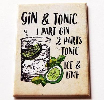 Gin & Tonic Recipe Rectangle Magnet - Kelly's Handmade