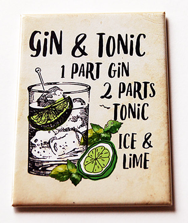 Gin & Tonic Recipe Rectangle Magnet - Kelly's Handmade