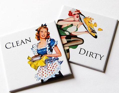 Retro Housewife Clean & Dirty Dishwasher Magnets #1 - Kelly's Handmade
