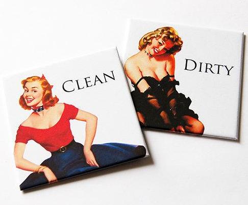 Retro Housewife Clean & Dirty Dishwasher Magnets #6 - Kelly's Handmade