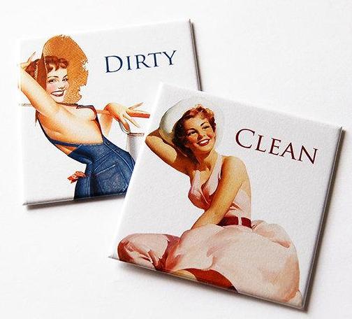 Retro Housewife Clean & Dirty Dishwasher Magnets #4 - Kelly's Handmade