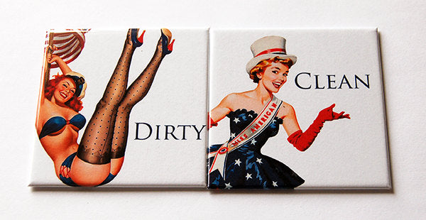 Americana Pin-up Girl Clean & Dirty Dishwasher Magnets - Kelly's Handmade