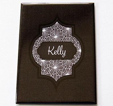 Personalized Large Pocket Mirror in Black - Kelly's Handmade