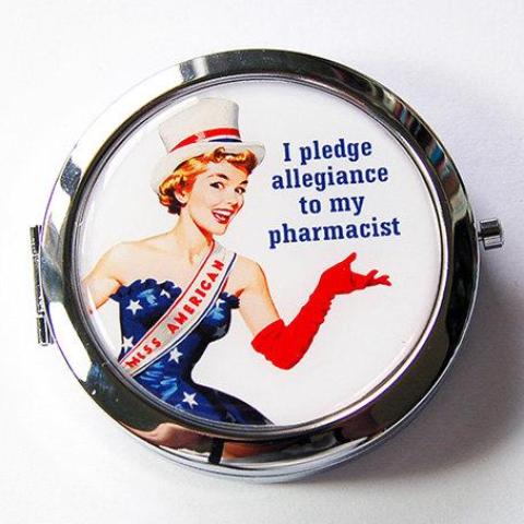 I Pledge Allegiance Pill Case With Mirror - Kelly's Handmade